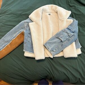 12th Tribe Blue Denim and Cream Sherpa Jacket